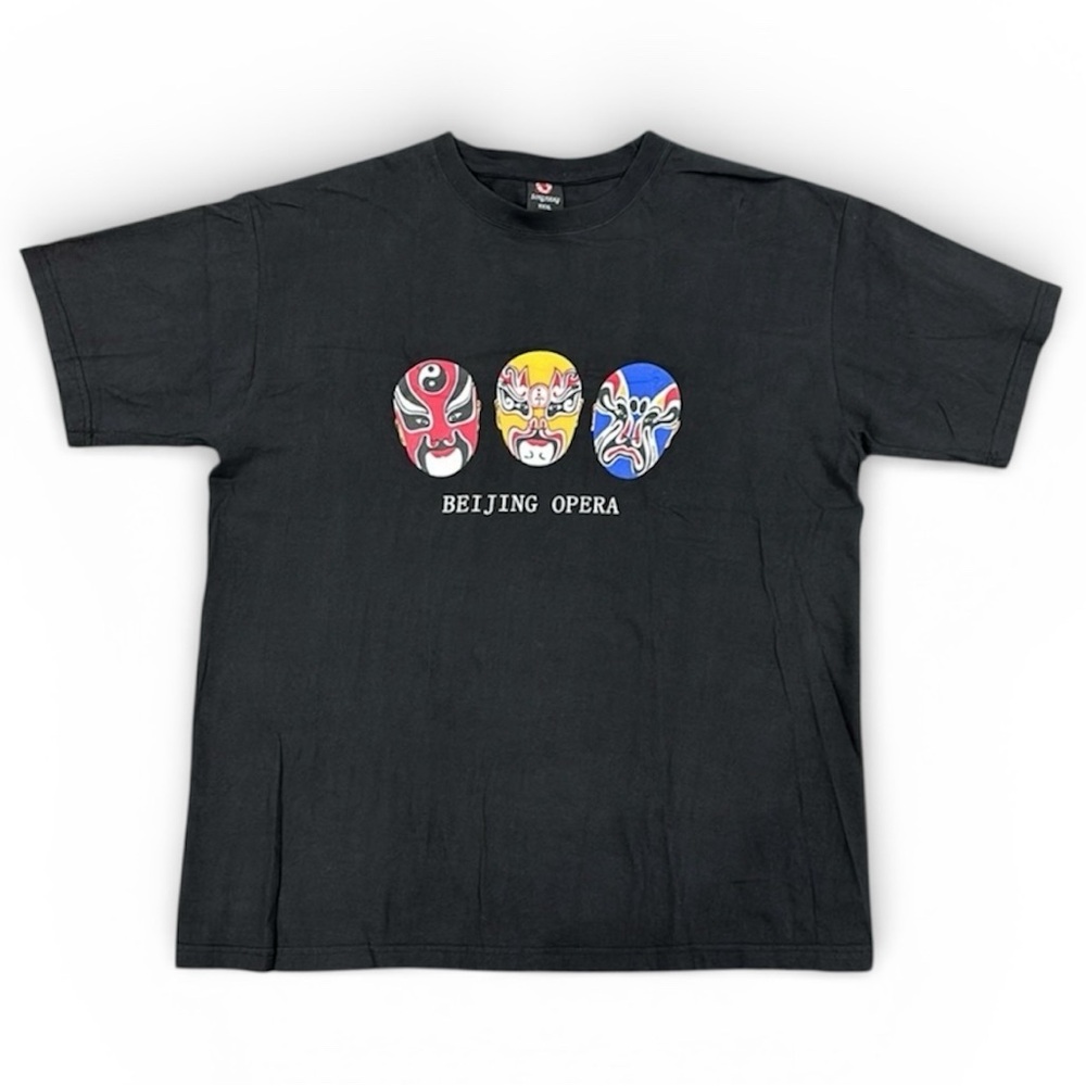 Beijing Opera Mask Graphic T-Shirt – Black – Size 3XL